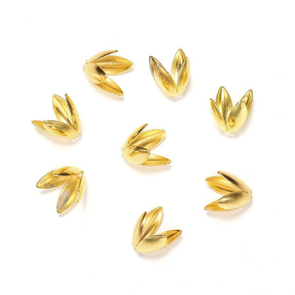 Gold Plated Flower Bead Caps, 100pcs