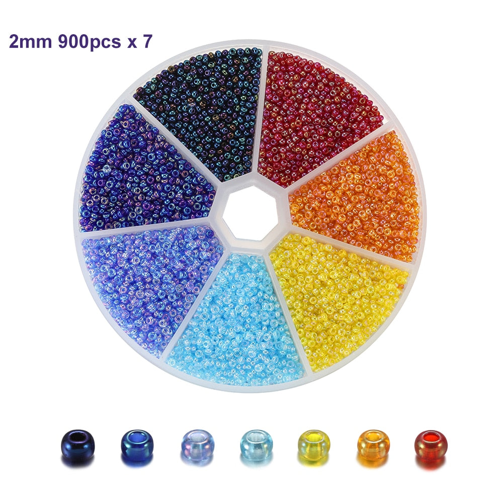 2mm Glass Seed Beads 6300pcs Set