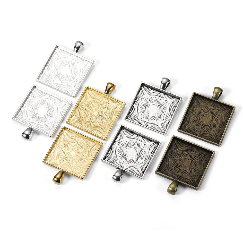 5 Stück 25 mm vergoldete quadratische Cabochon-Basis