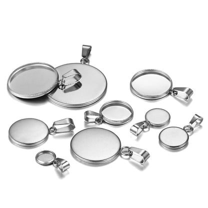 10pcs 6-30mm Stainless Steel Pendant Settings