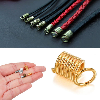 Metal Spring Crimp Clasps Leather Ends, 100pcs