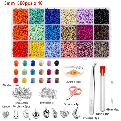 3 mm Charm-Perlen, 9000-teiliges Box-Set