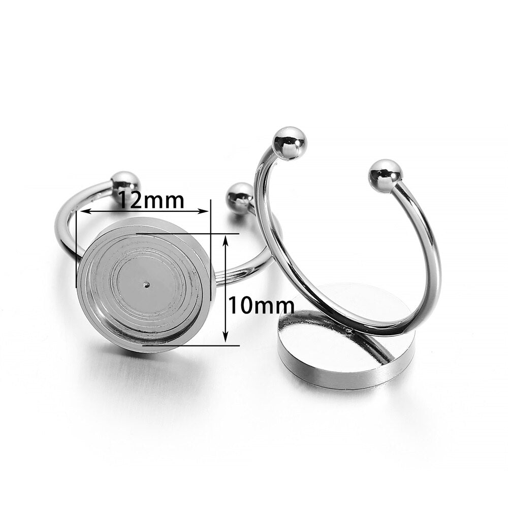 10pcs 4-10mm Stainless Steel Ring Settings