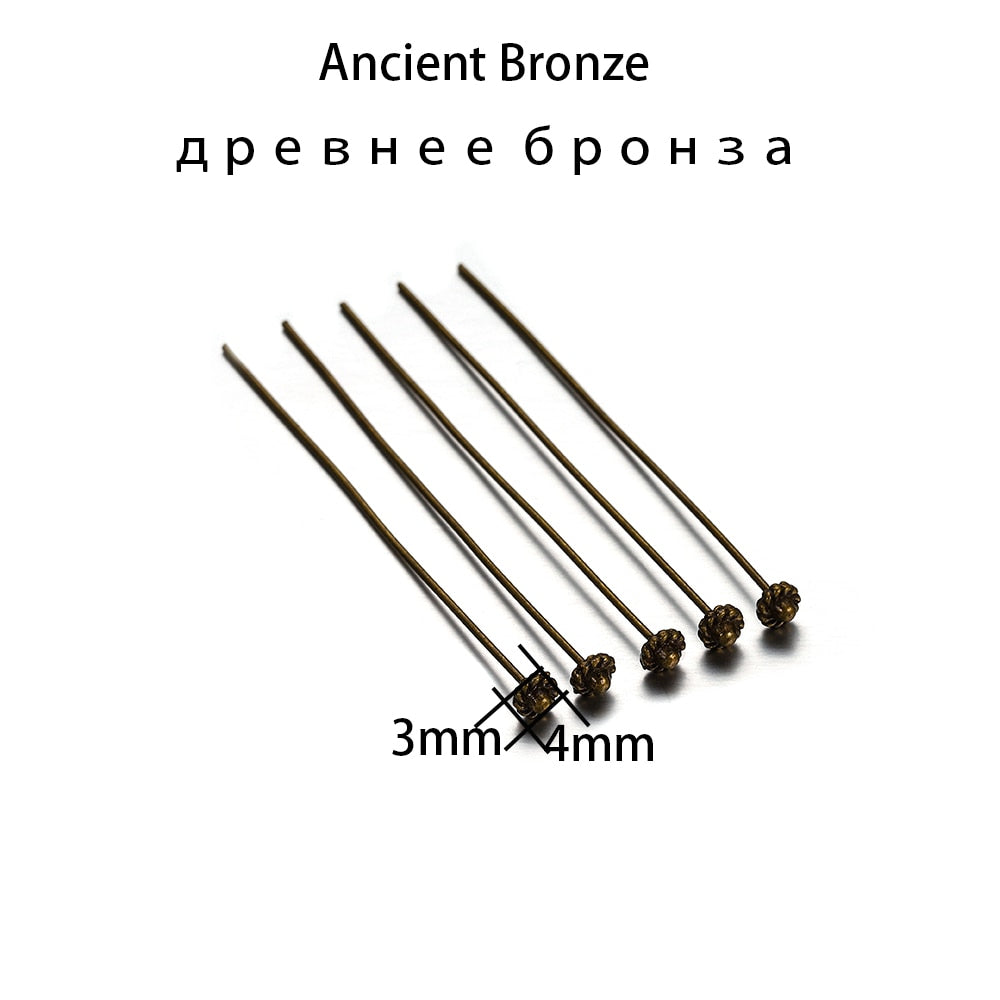 50mm Gold Flower Head Pins, 20pcs