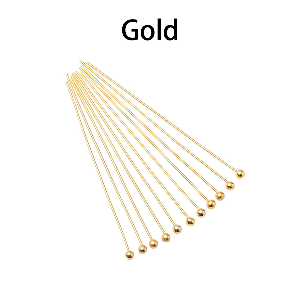 16–50 mm goldfarbene Metall-Kugelkopfnadeln, 50–200 Stück