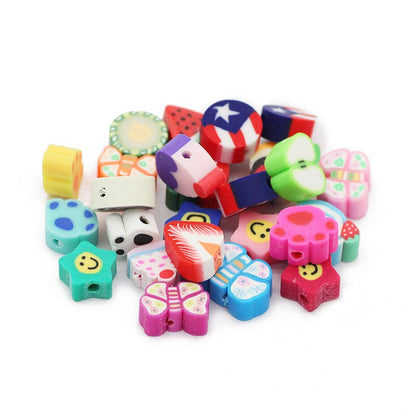 50pcs Mixed Motif Polymer Clay Beads