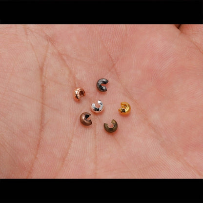 Perles rondes à sertir en cuivre, 3-5mm, 50-100 pièces