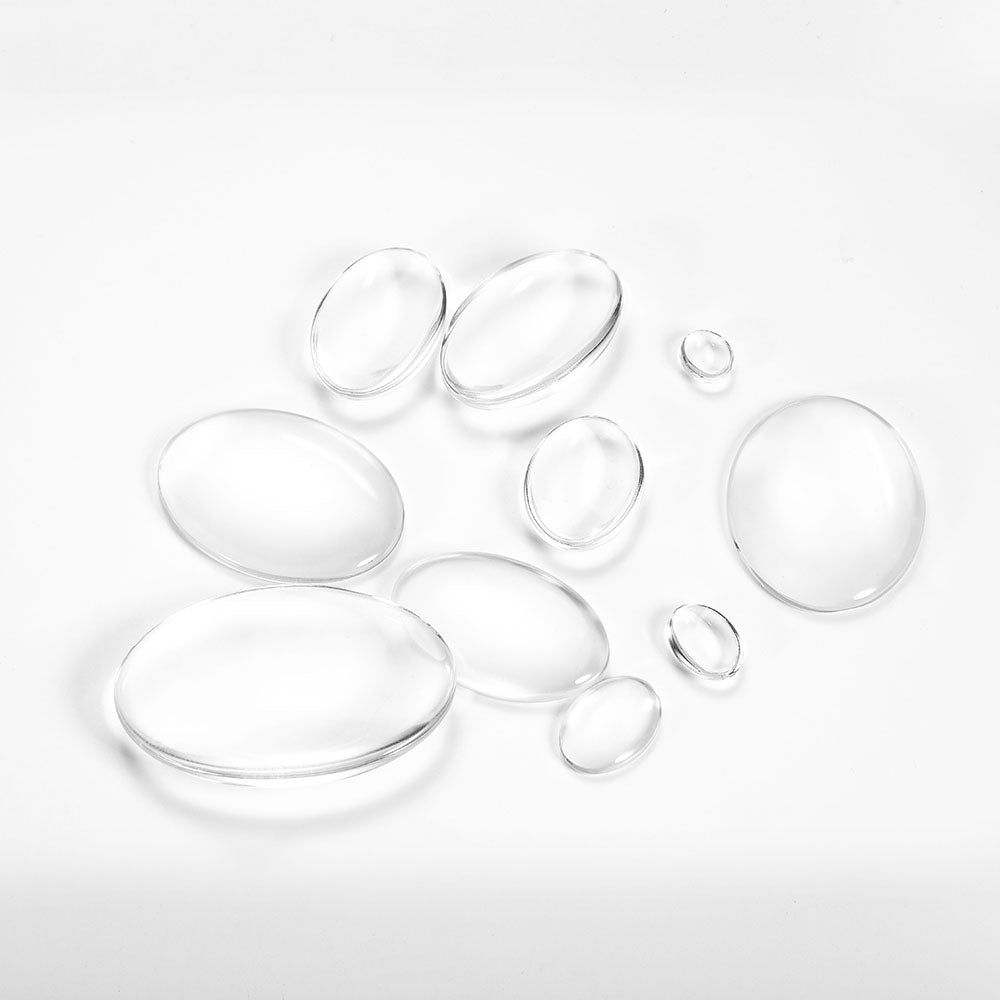 5–50 Stück 10–50 mm ovaler transparenter Glas-Cabochon