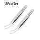 2pcs Anti-Static Bend Long-Nose Tweezers for Bead & Jewelry Sewing