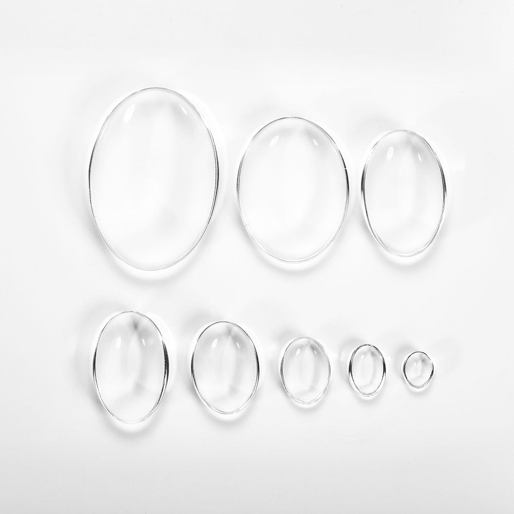 5–50 Stück 10–50 mm ovaler transparenter Glas-Cabochon