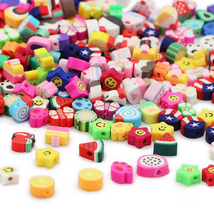 50pcs Mixed Motif Polymer Clay Beads