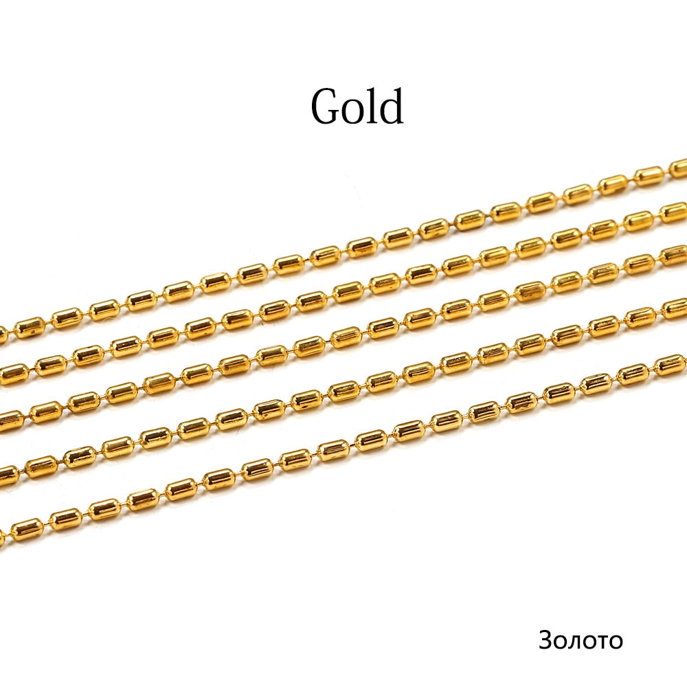 1.5mm Gold Bulk Copper Cylindrical Bead Chain, 2M lot