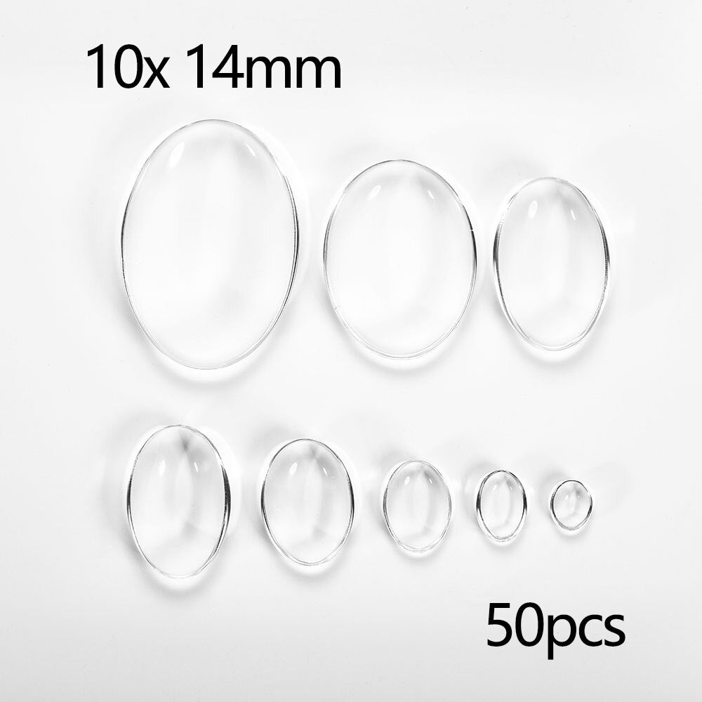 5 à 50 cabochons en verre transparent assortis