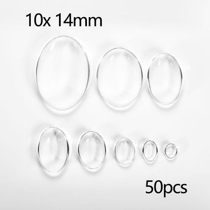 5 à 50 cabochons en verre transparent assortis