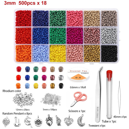 3 mm Charm-Perlen, 9000-teiliges Box-Set