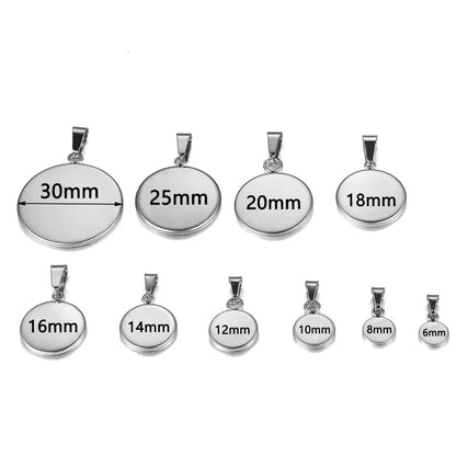 10pcs 6-30mm Stainless Steel Pendant Settings