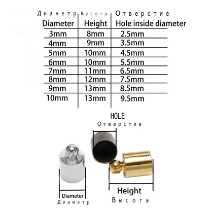 Endkappe für Quasten-Lederband 3–10 mm, 20–50 Stück