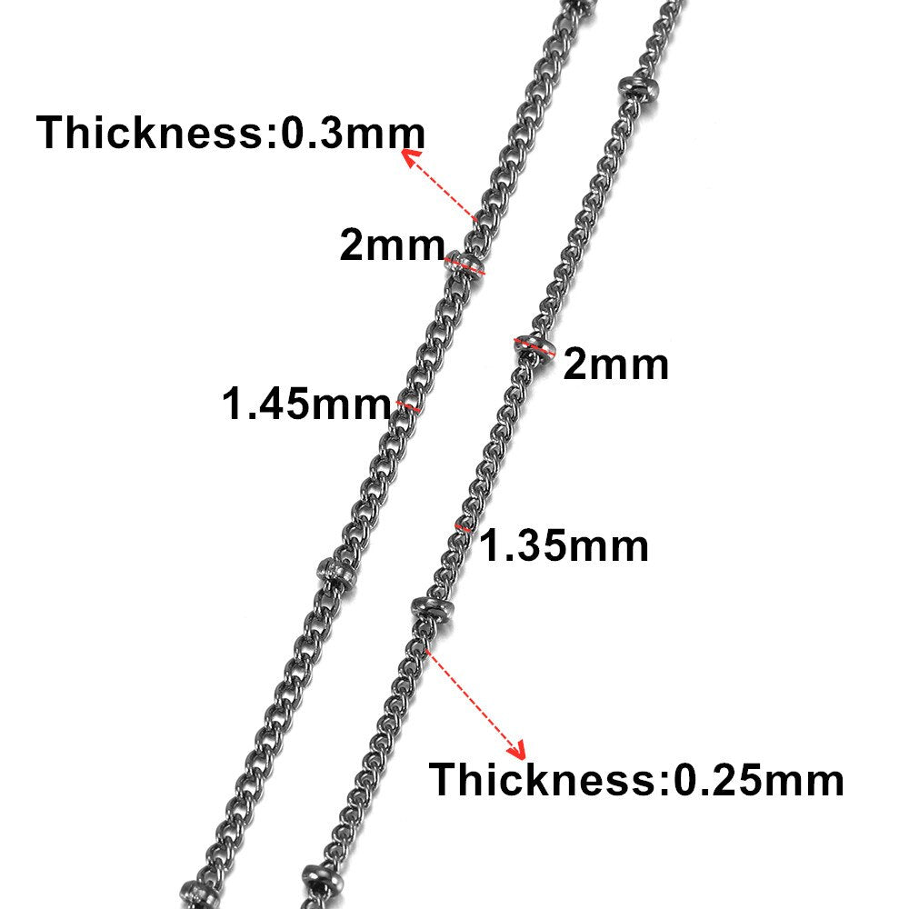 Kettenbreite 1,35 mm, 1,45 mm Halskettenketten, flache ovale Glieder, 5 Meter