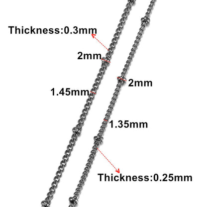 Kettenbreite 1,35 mm, 1,45 mm Halskettenketten, flache ovale Glieder, 5 Meter