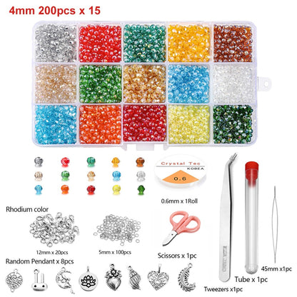 Kit de perles toupies en verre 4 mm, 3000 pièces