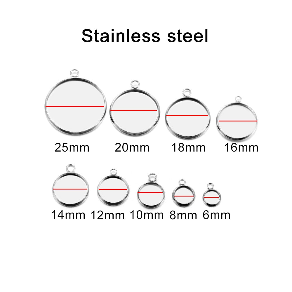 6-25mm Round Steel Pendant & Earring Base, 20pcs