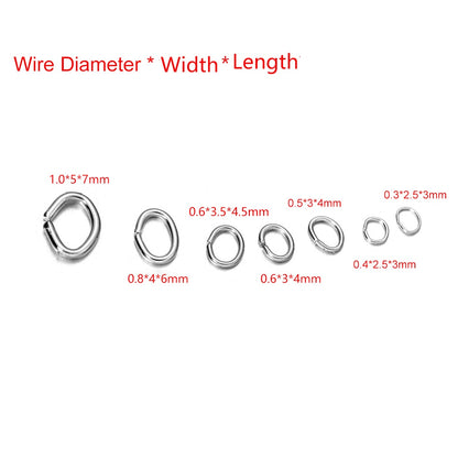 2.5-5mm Stainless Steel Olive Jump Rings, 200pcs