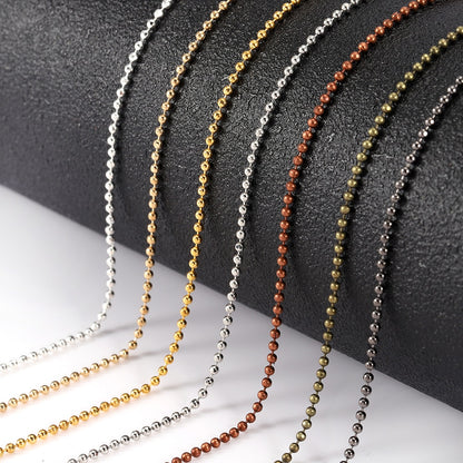 Copper 1.5mm 2.0mm and 2.3mm Faced Ball Bead Chains, 5Meters lot