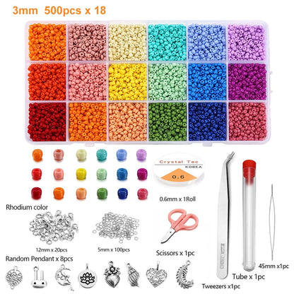 3 mm Charm-Perlen, 9000-teiliges Box-Set