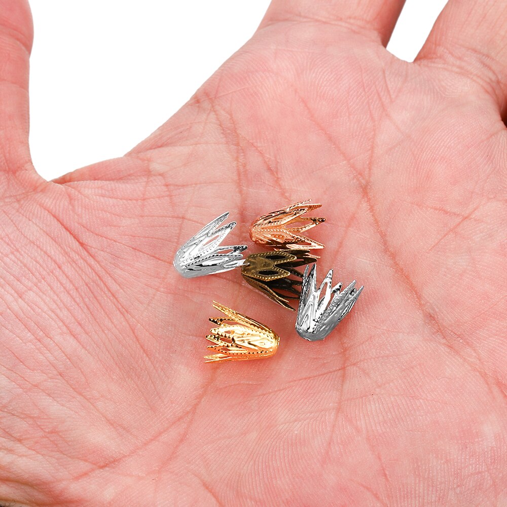 8x10mm Gold Filigree Cone Flower Bead Caps, 100pcs