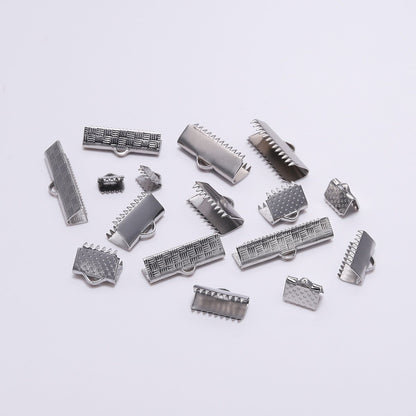 Stainless Steel Crimp End Bead Buckle Tip, 30pcs