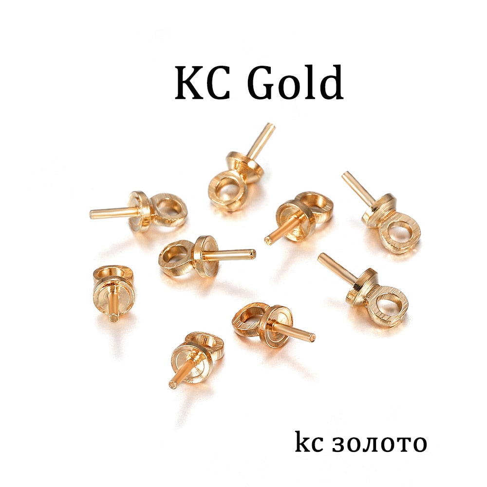 Brass Half Hole Charms Eye Pins Beads End Caps, 50-100pcs