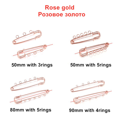 10pcs Safety Pins Brooch Blank Base, 50-90mm