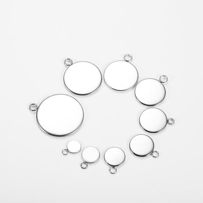 6-25mm Round Steel Pendant & Earring Base, 20pcs