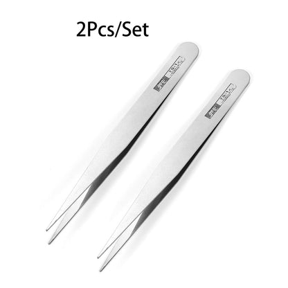 2pcs Anti-Static Bend Long-Nose Tweezers for Bead & Jewelry Sewing