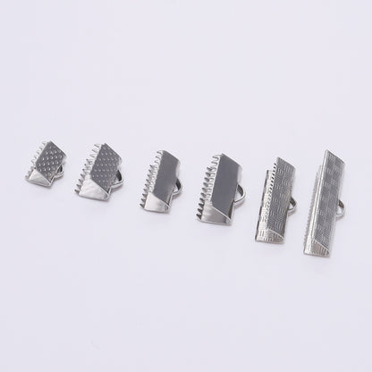 Stainless Steel Crimp End Bead Buckle Tip, 30pcs