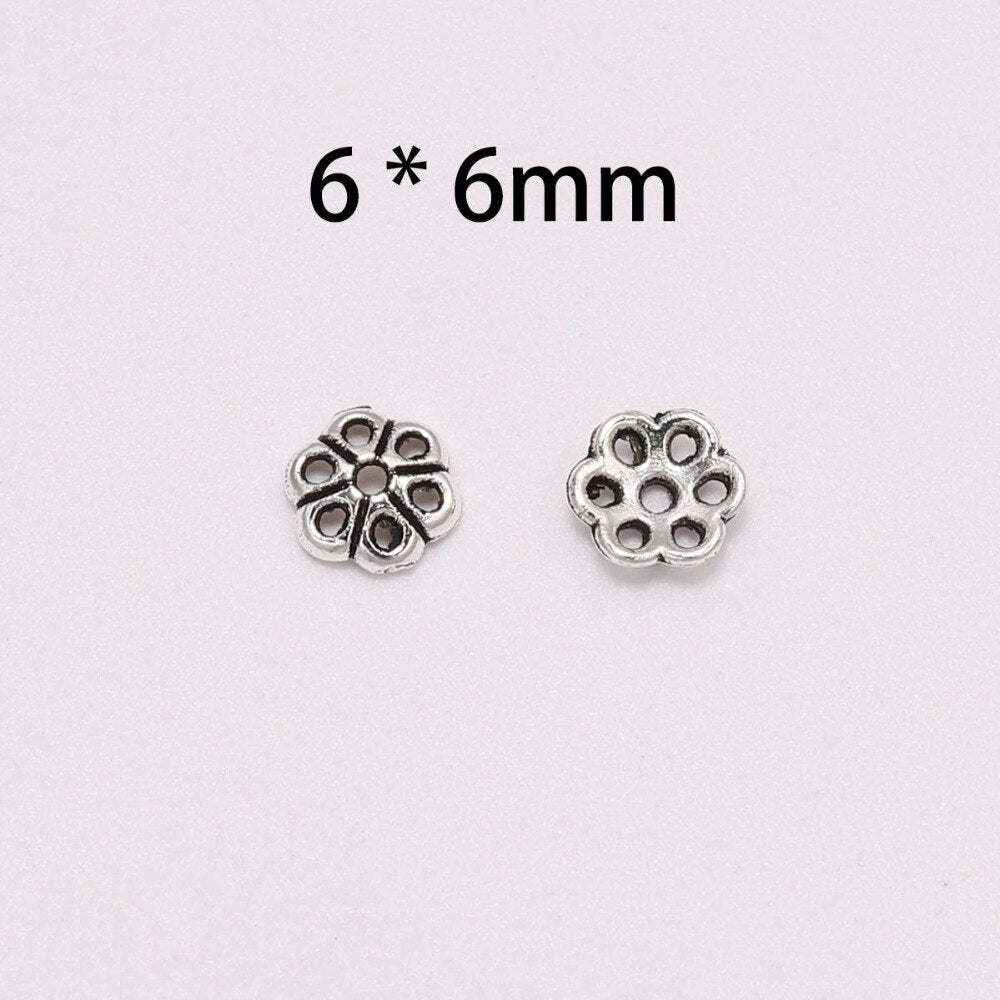 6mm Hollow Out Flower Torus Bead Caps, 100pcs