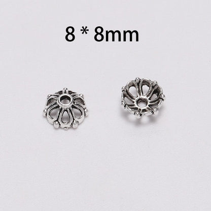 8mm 7-Petal Antique Hollow Flower Bead Caps, 100pcs