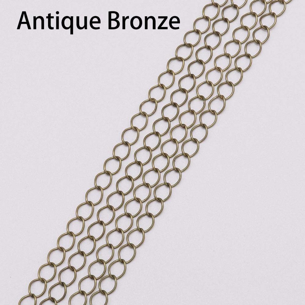 2,5 2,8 3,6 4,8 mm de long anneau à maillons ouverts chaînes de collier d'extension étendues, lot de 5 m