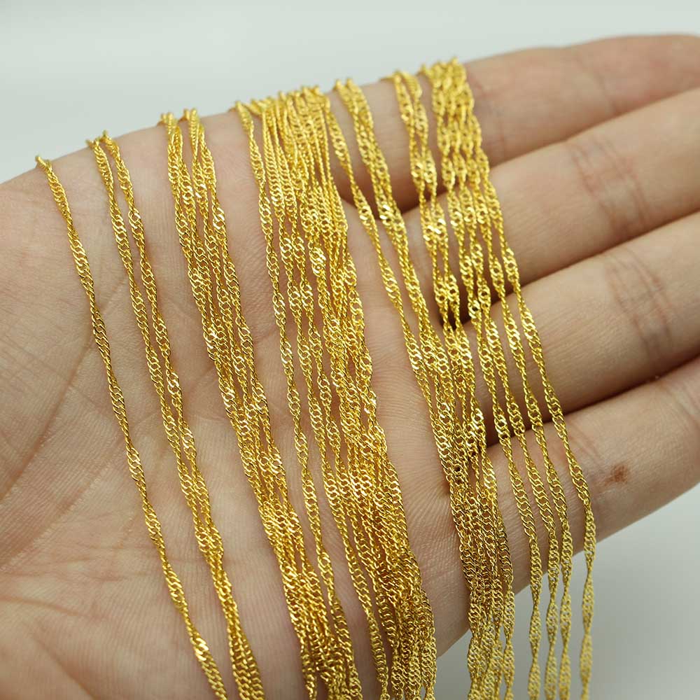 Collier 42 cm, chaînes ondulées avec fermoir mousqueton