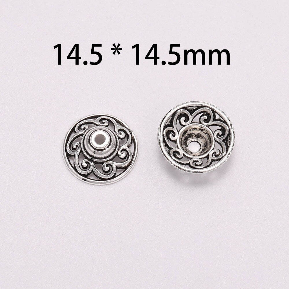 14.5mm Tibetan Sun Flower Antique Bead Caps, 20pcs