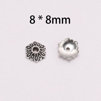 Capuchons de perles de fleurs rondes à 12 pétales de 8 mm, 50 pièces