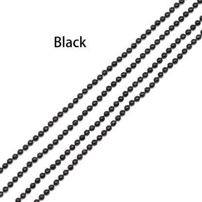 Dia 1.2 1.5 2 mm Black Metal Ball Bead Chains, 10m lot