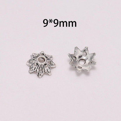 Capuchons de perles de fleurs antiques tibétaines à 8 pétales de 9 mm, 100 pièces