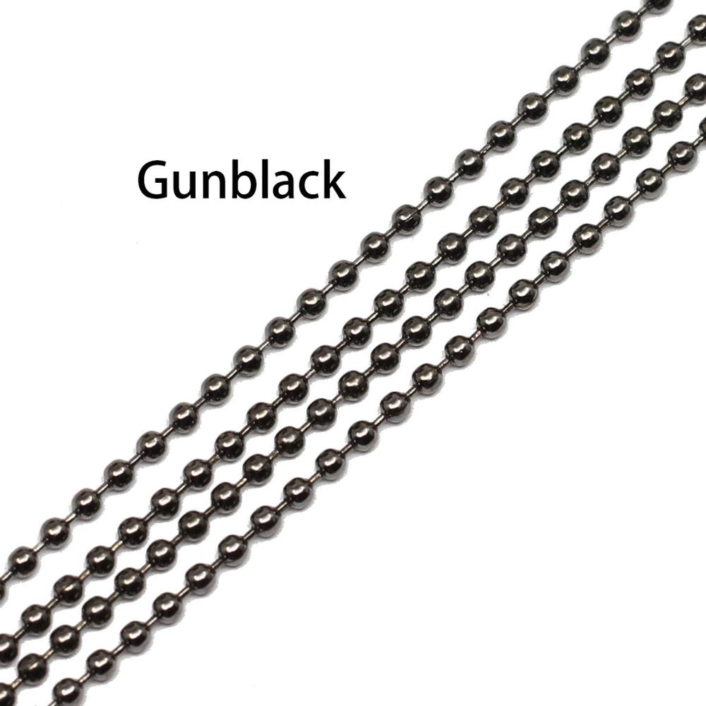 Dia 1.2 1.5 2 mm Black Metal Ball Bead Chains, 10m lot