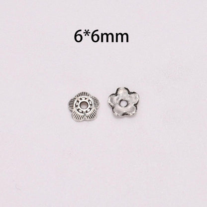 Capuchons de perles de fleurs en relief à 5 pétales de 6 mm, 100 pièces