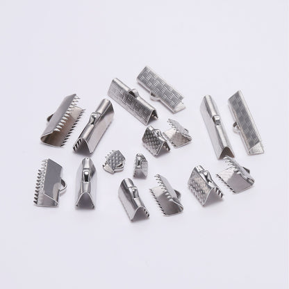 Stainless Steel Crimp End Bead Buckle Tip, 30pcs