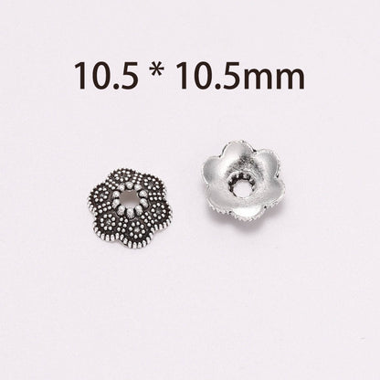 Capuchons de perles de fleurs sculptées à 6 pétales de 10,5 mm, 20 pièces