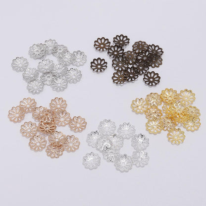 7, 9mm Gold Flower Petal Bead Caps, 200pcs