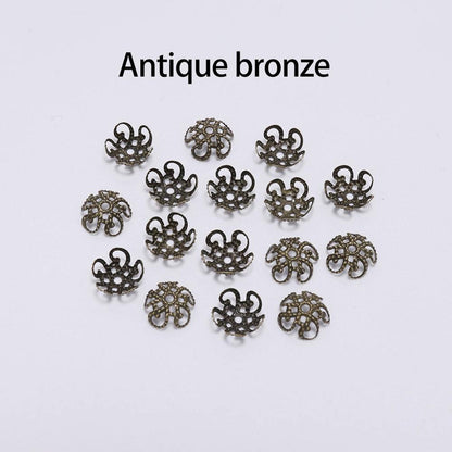 8, 10mm Gold Metal Hollow Flower Bead Caps, 100pcs