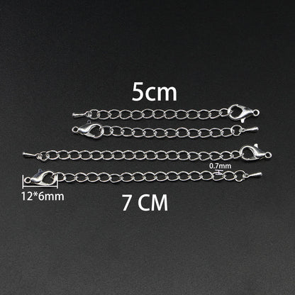 50 70mm Tone Extension Tail Chain Lobster Clasps Connector, 10-20pcs lot